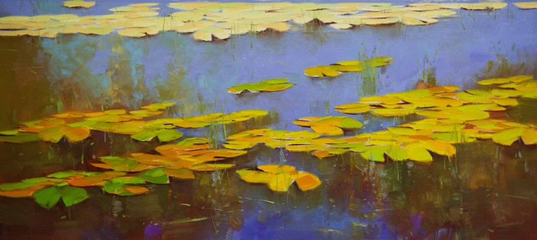 Lilies Pond, oil Painting, Original Handmade art, One of a Kind, Signed   